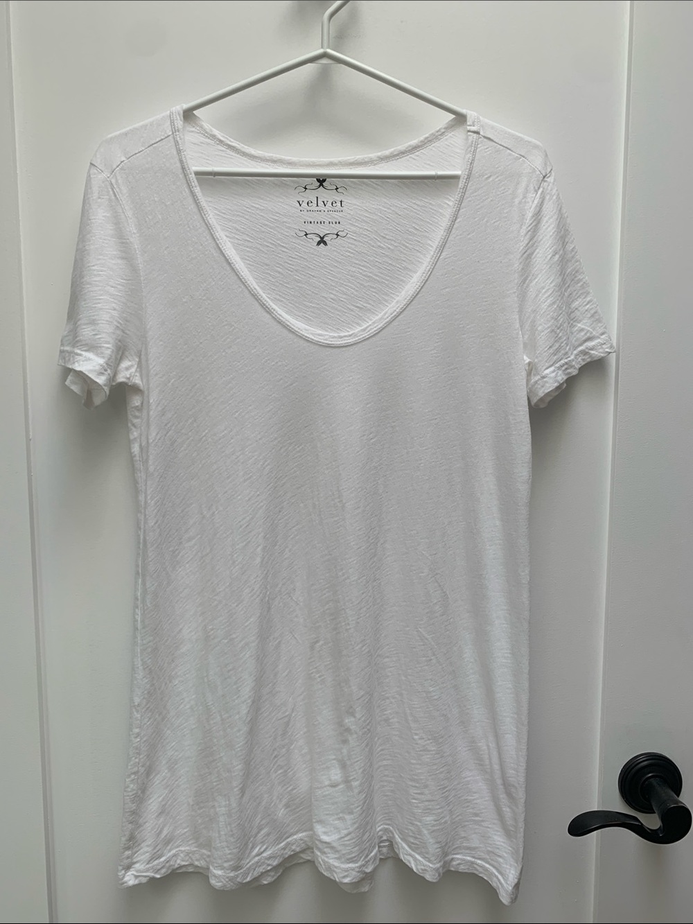 Velvet White Short Sleeve Scoop Neck Tee